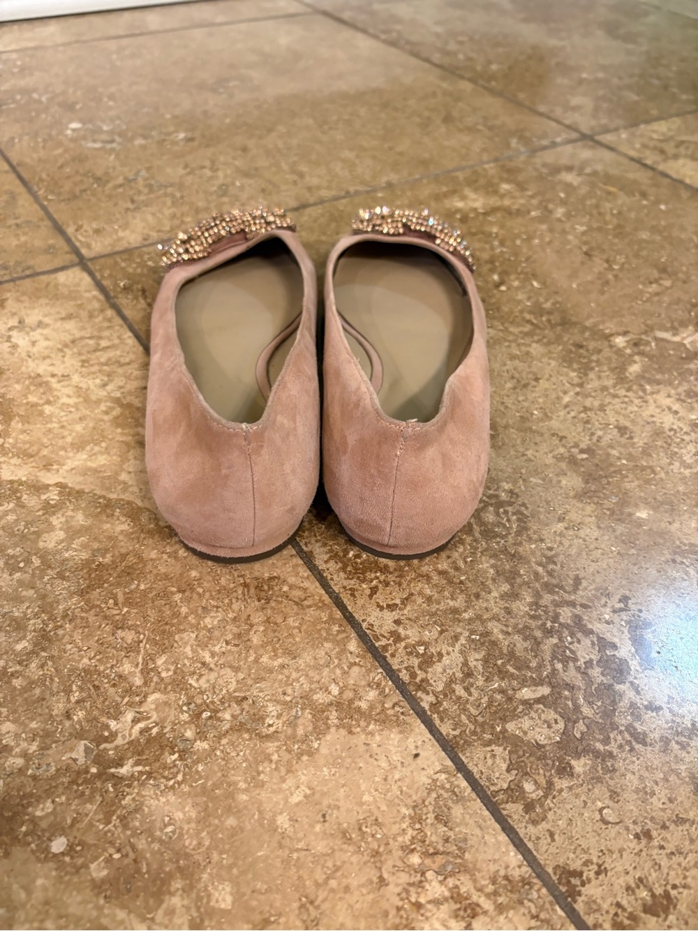Ann Taylor Blush Pink Pointed-Toe Flats with Crystal Bow - Picture 3 of 7